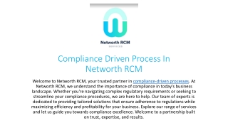 Compliance Driven Process: Networth RCM