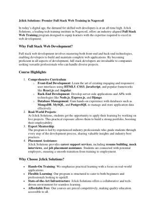 jclick solutions premier full stack web training