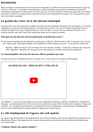“La gestion des crises via le site internet municipal”
