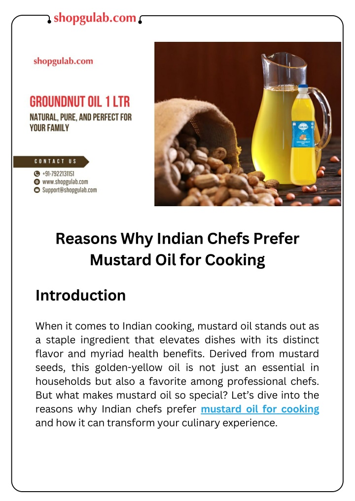 reasons why indian chefs prefer mustard