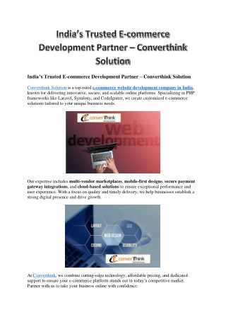 India’s Trusted E-commerce Development Partner  Converthink Solution-compressed