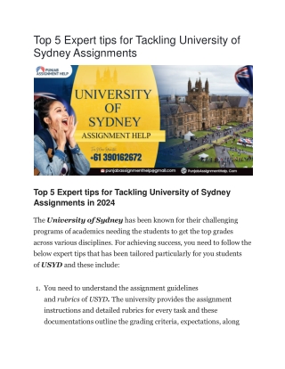 Top 5 Expert tips for Tackling University of Sydney Assignments