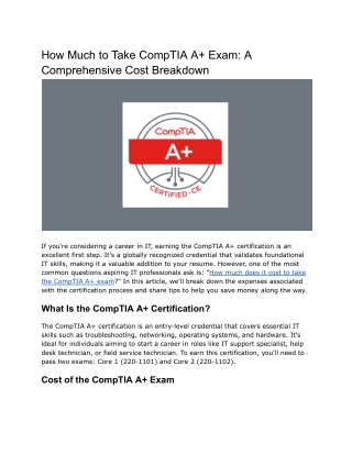 how much to take comptia a exam a comprehensive