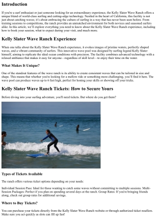 Training Sessions at Kelly Slater Wave Ranch: What You Need to Know