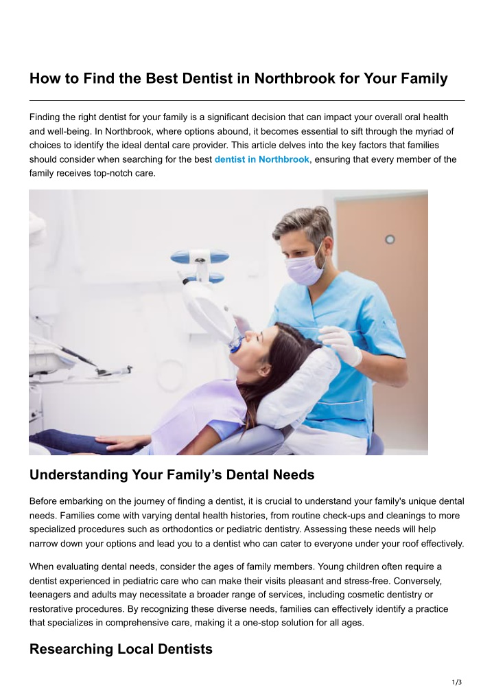 how to find the best dentist in northbrook