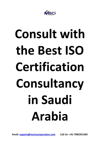 Consult with the Best ISO Certification Consultancy in Saudi Arabia