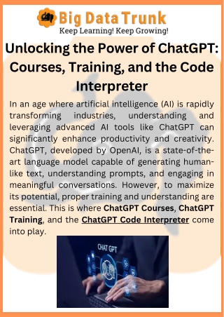 Unlocking the Power of ChatGPT Courses, Training, and the Code Interpreter