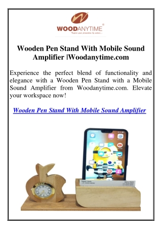 Wooden Pen Stand With Mobile Sound Amplifier | Woodanytime.com