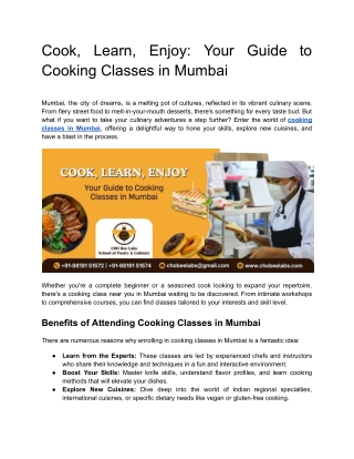 Cook, Learn, Enjoy_ Your Guide to Cooking Classes in Mumbai