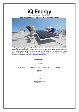 Fast and Reliable Emergency Roof Repair Near Me