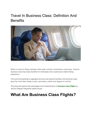 travel in business class definition and benefits