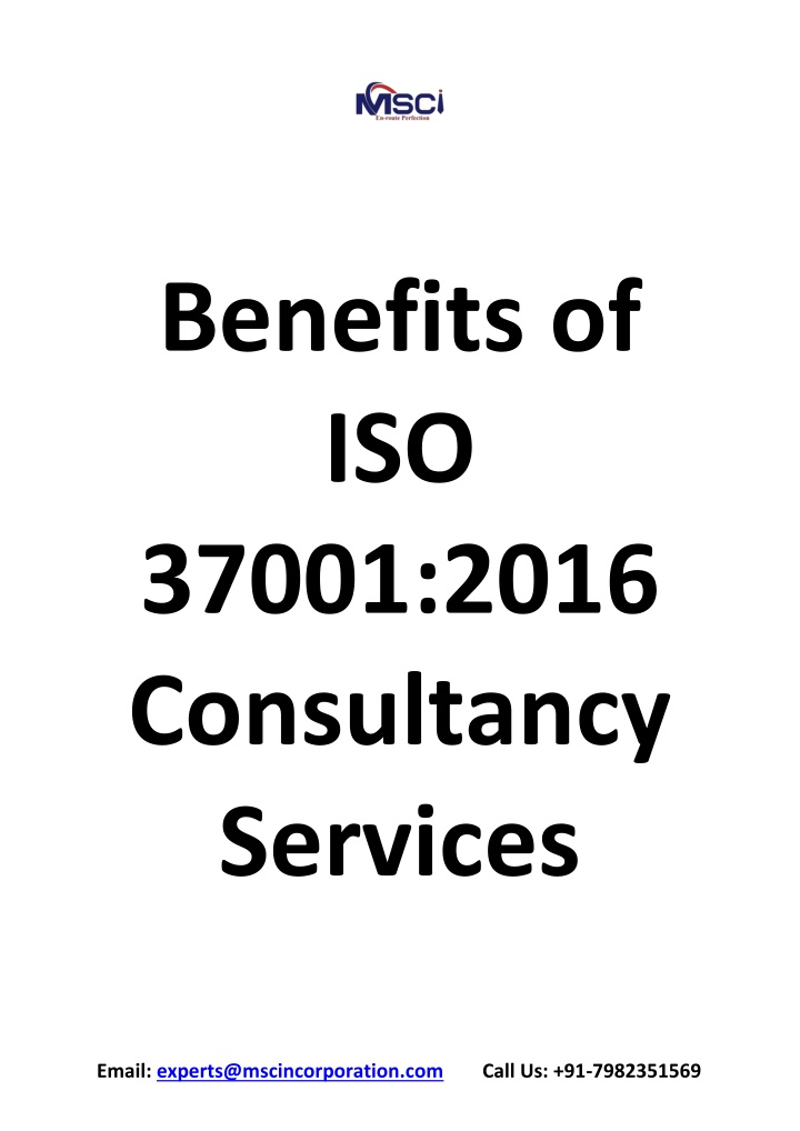 benefits of iso 37001 2016 consultancy services