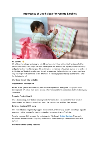 importance of good sleep for parents babies