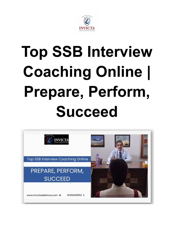 top ssb interview coaching online prepare perform