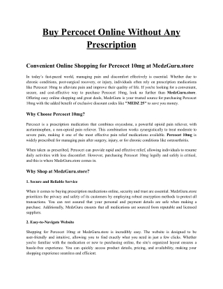 Buy Percocet Online Without Any Prescription