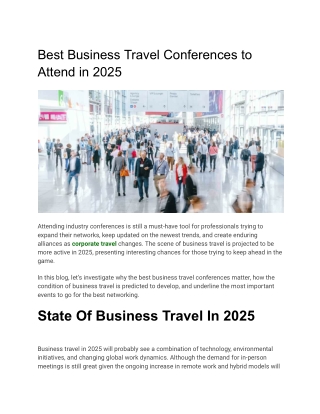 Best Business Travel Conferences to Attend in 2025