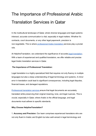 The Importance of Professional Arabic Translation Services in Qatar (1)