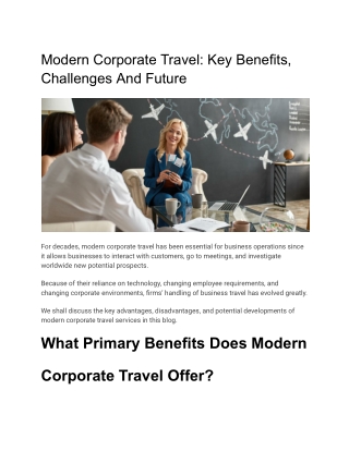 Modern Corporate Travel_ Key Benefits, Challenges And Future