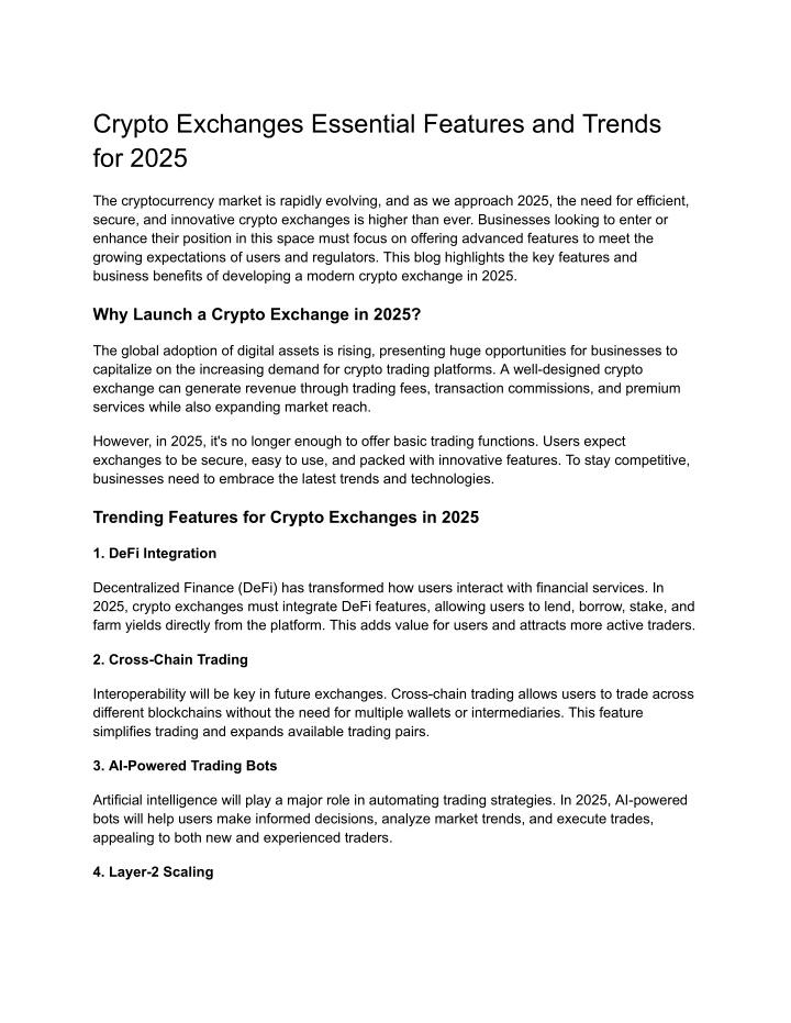 crypto exchanges essential features and trends