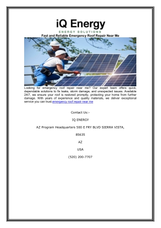 Fast and Reliable Emergency Roof Repair Near Me