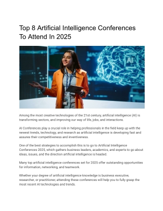 Top 8 Artificial Intelligence Conferences To Attend In 2025