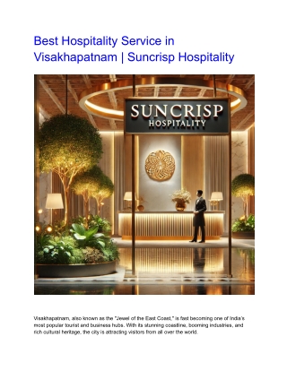 Best Hospitality Service in Visakhapatnam _ Suncrisp Hospitality