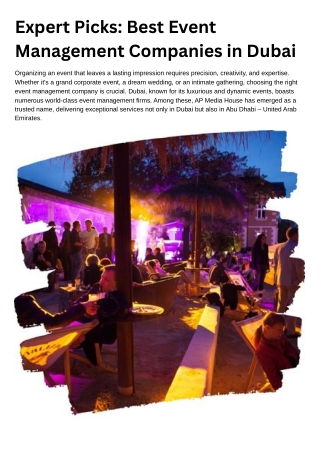 Expert Picks Best Event Management Companies in Dubai