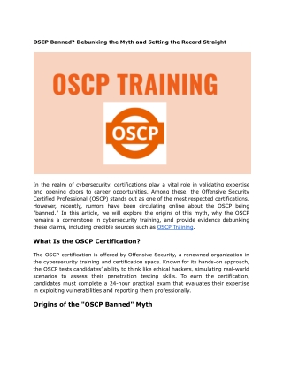 oscp banned debunking the myth and setting