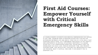 First Aid Courses: Empower Yourself with Critical Emergency Skills