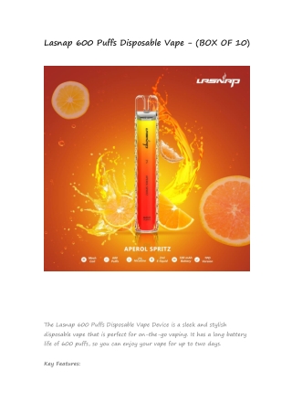Lasnap 600 Puffs Disposable Vape