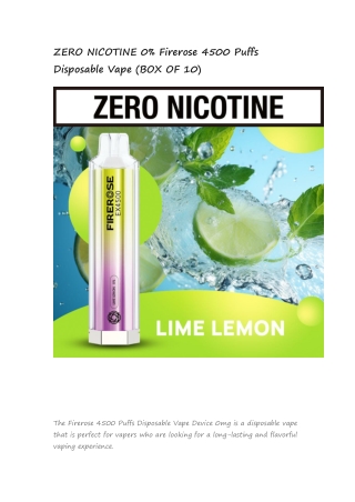 zero nicotine 0 firerose 4500 puffs disposable