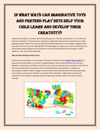 In what ways can imaginative toys and pretend play sets help your child learn and develop their creativity