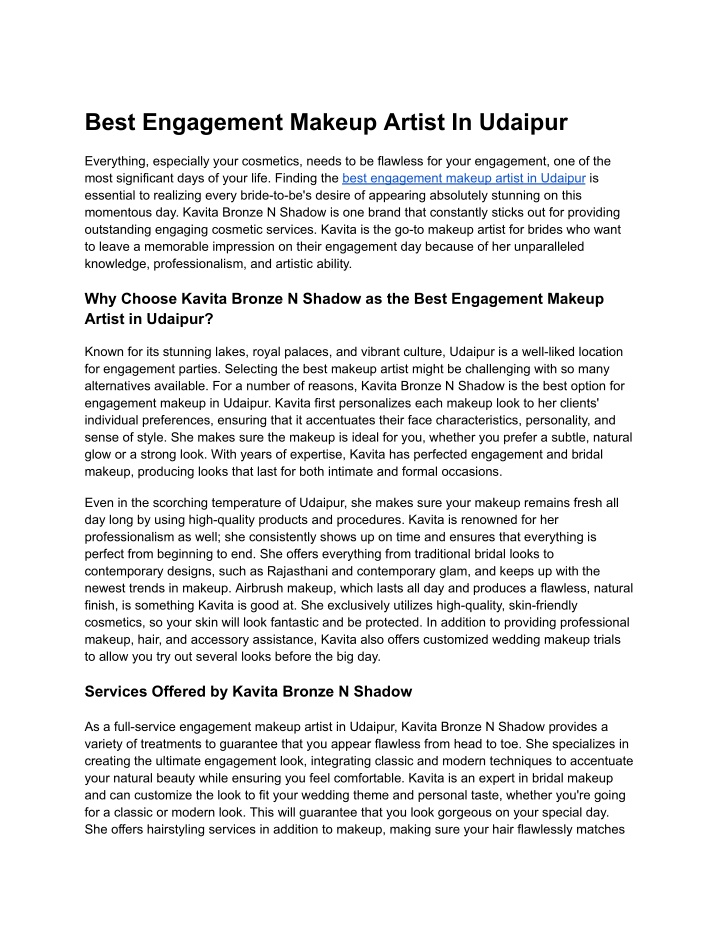 best engagement makeup artist in udaipur