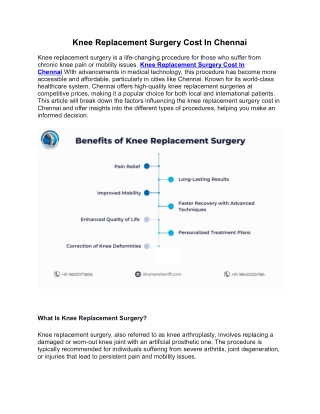 Knee Replacement Surgery Cost In Chennai