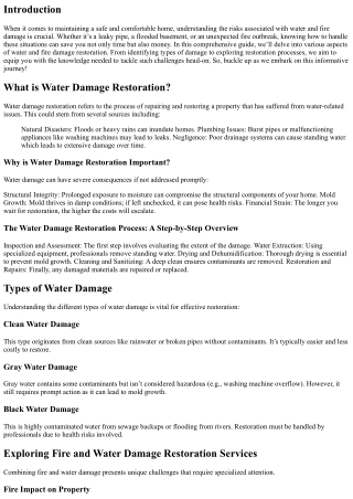 “Exploring the Different Types of Water and Fire Damage Restorations”