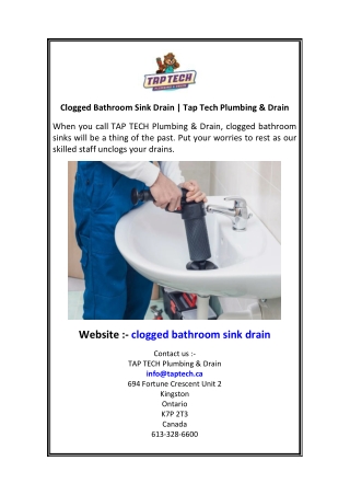 Clogged Bathroom Sink Drain  Tap Tech Plumbing & Drain