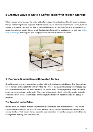 5 Creative Ways to Style a Coffee Table with Hidden Storage