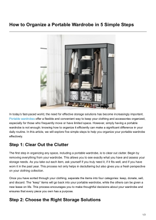 how to organize a portable wardrobe in 5 simple