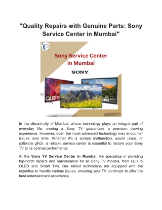 quality repairs with genuine parts sony service
