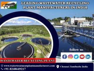 Waste Water Recycling Plant Manufacturers in Bangalore