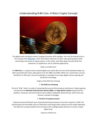 understanding 8 bit coin a retro crypto concept