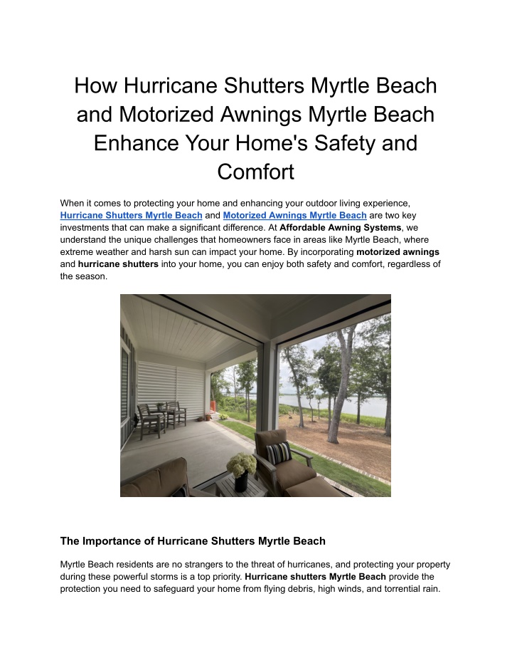 how hurricane shutters myrtle beach and motorized