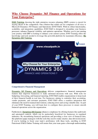 Dynamics 365 Course | Microsoft Dynamics 365 Training In Hyderabad