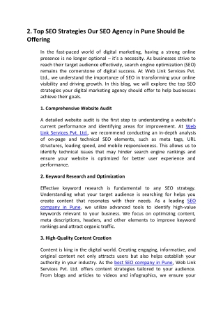 2. Top SEO Strategies Our SEO Agency in Pune Should Be Offering