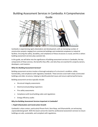 building assessment services in cambodia