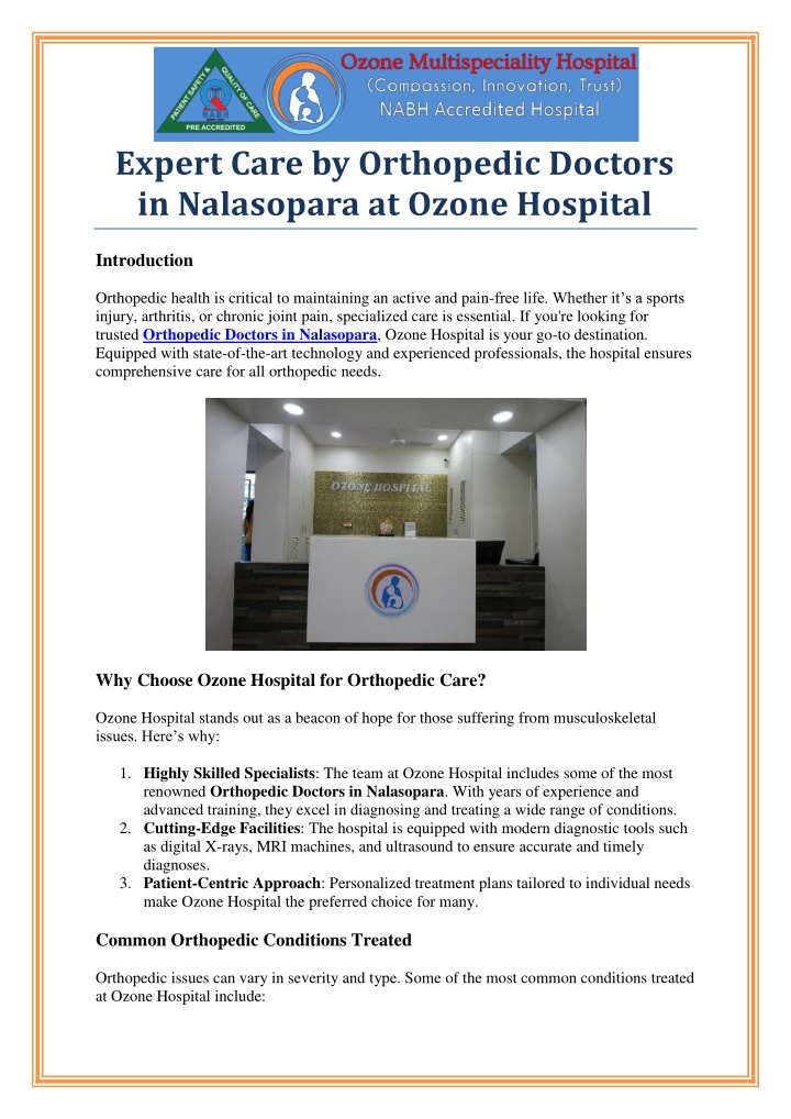 expert care by orthopedic doctors in nalasopara