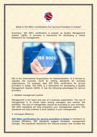 what is iso 9001 certification for service