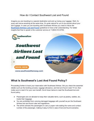 how do i contact southwest lost and found