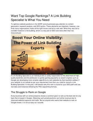 want top google rankings a link building