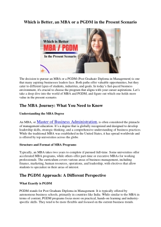 Which is Better, an MBA or a PGDM in the Present Scenario